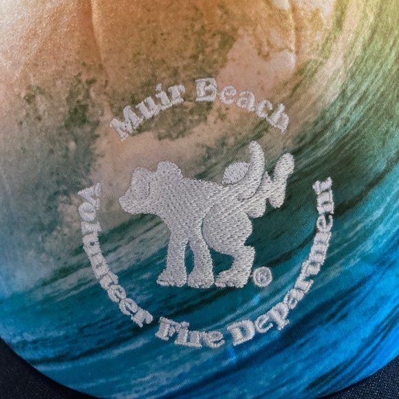 Trucker Hat - Muir Beach Volunteer Fire Dept with Dog logo - surf pattern - NWOT - Picture 2 of 10